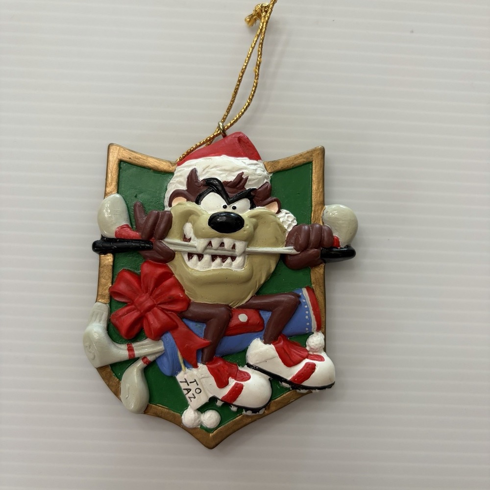 Vintage Taz Golf Shield Christmas Ornament 1996 Studio Store